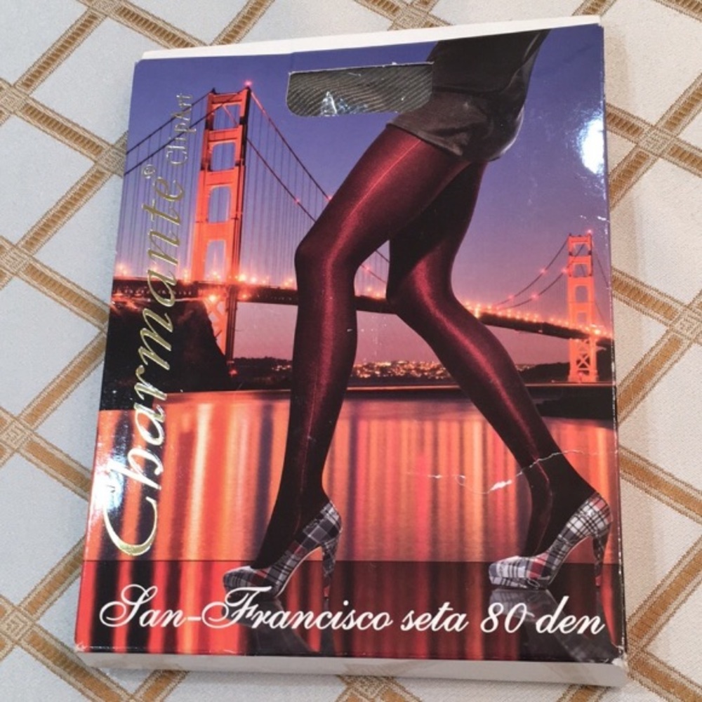 Charmante ClipArt San-Francisco seta 80 den metallic effect black tights Sz.S/M